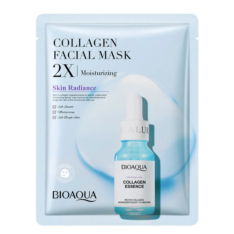 20 mascarillas faciales de colágeno BIOAQUA Centella, hidratantes y refrescantes, con ácido hialurónico, para el cuidado de la piel.