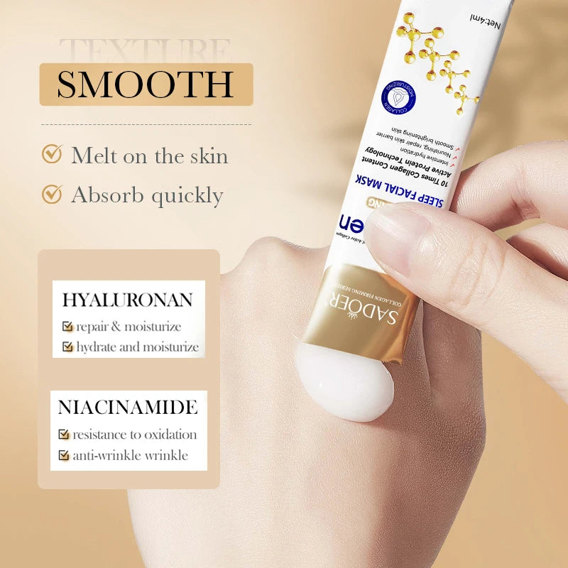 Mascarillas faciales SADOER con colágeno para dormir, 30 unidades, hidratantes, iluminadoras, reafirmantes y para el cuidado facial.