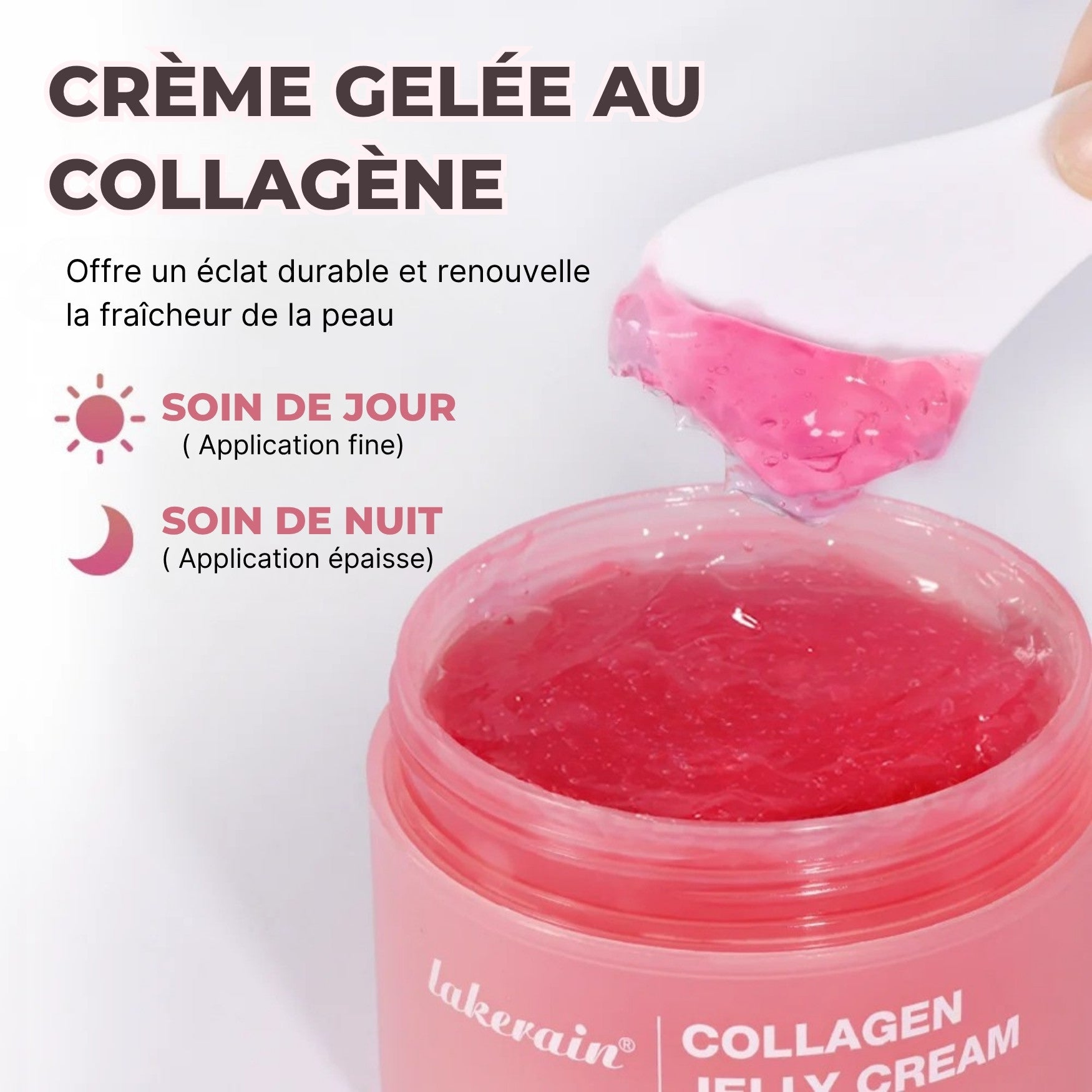 Crème gelée collagène qui améliore l’éclat du teint et offre un glow naturel longue durée