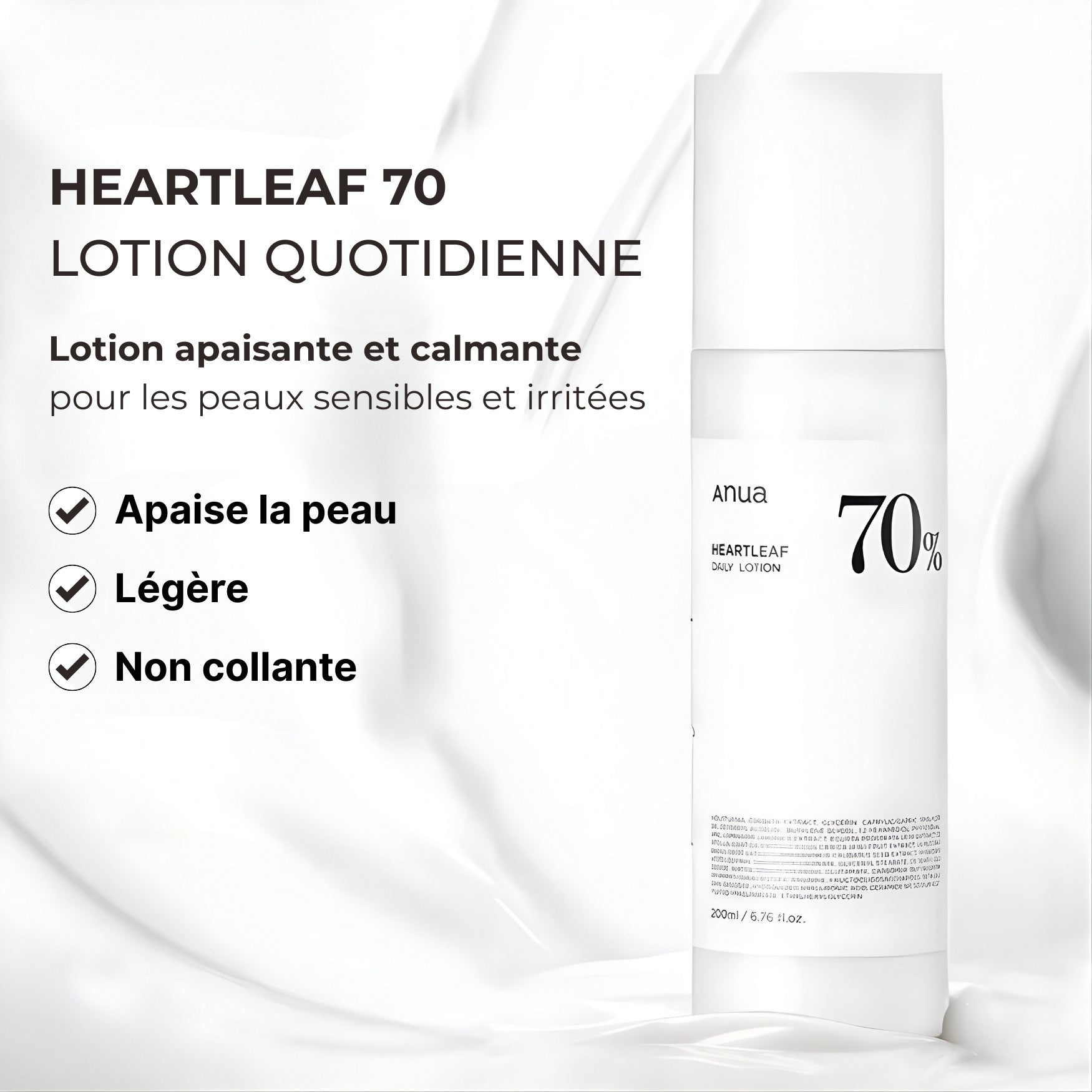 Lotion Heartleaf 70 spécialement formulée pour peau sensible et irritée