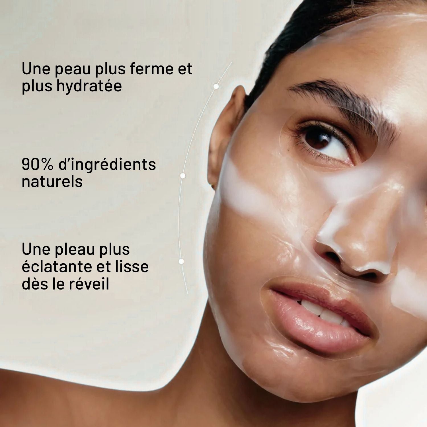 Hydratation profonde grâce à l’acide oligo-hyaluronique présent dans le masque au collagène