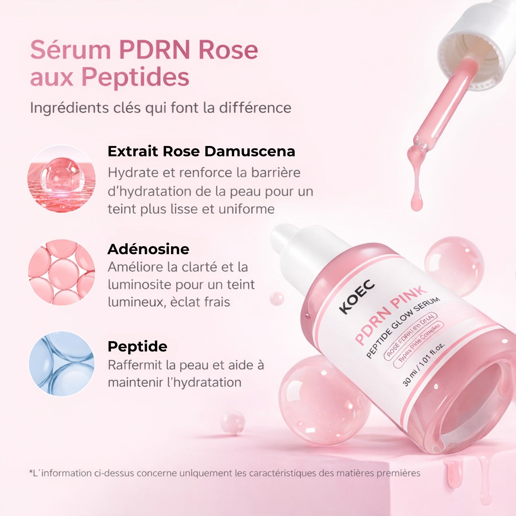 ingredients cles du serum rose pdrn peptides pour eclat et elasticite