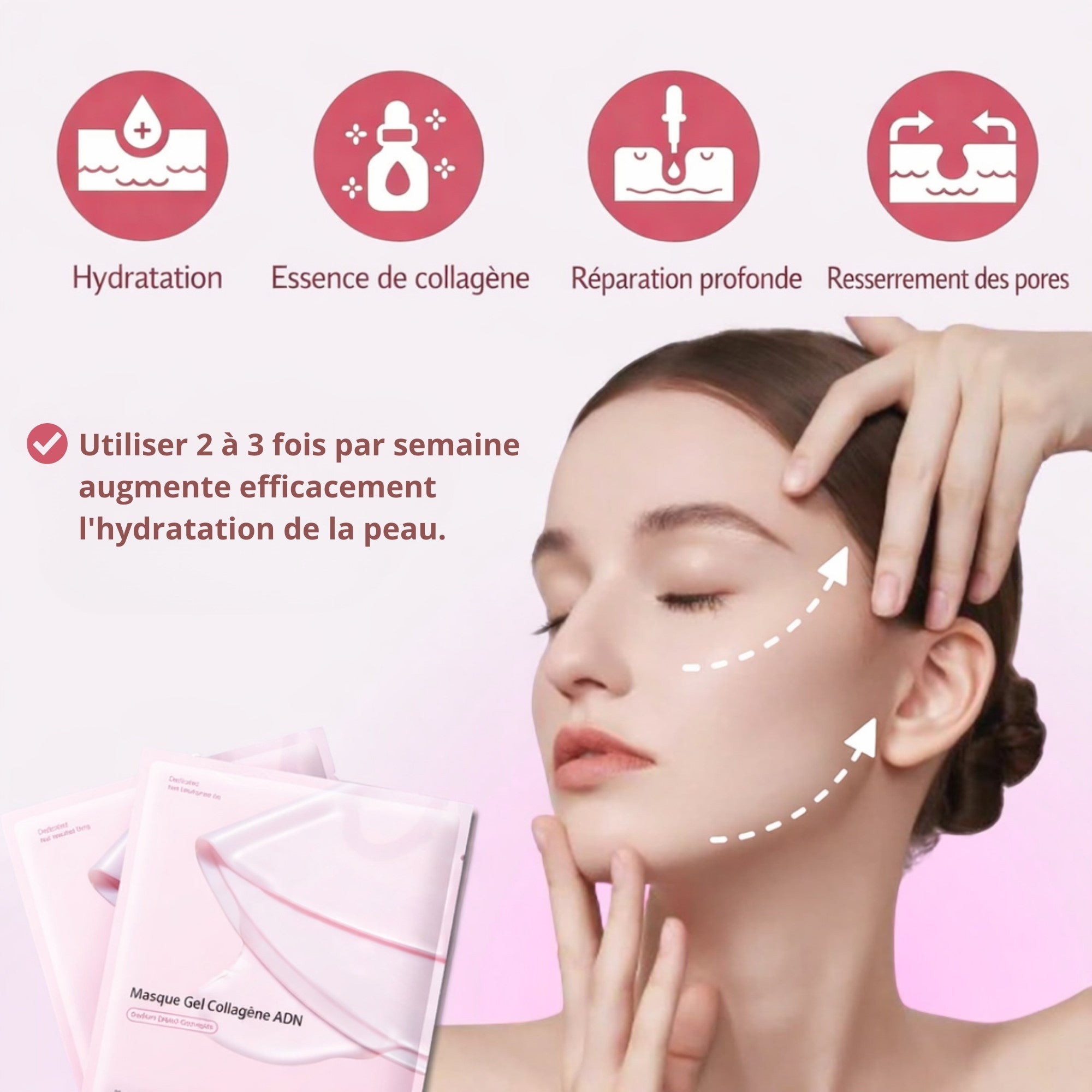 Masque visage PDRN au collagène ADN de saumon pour peau hydratée, lisse et éclatante