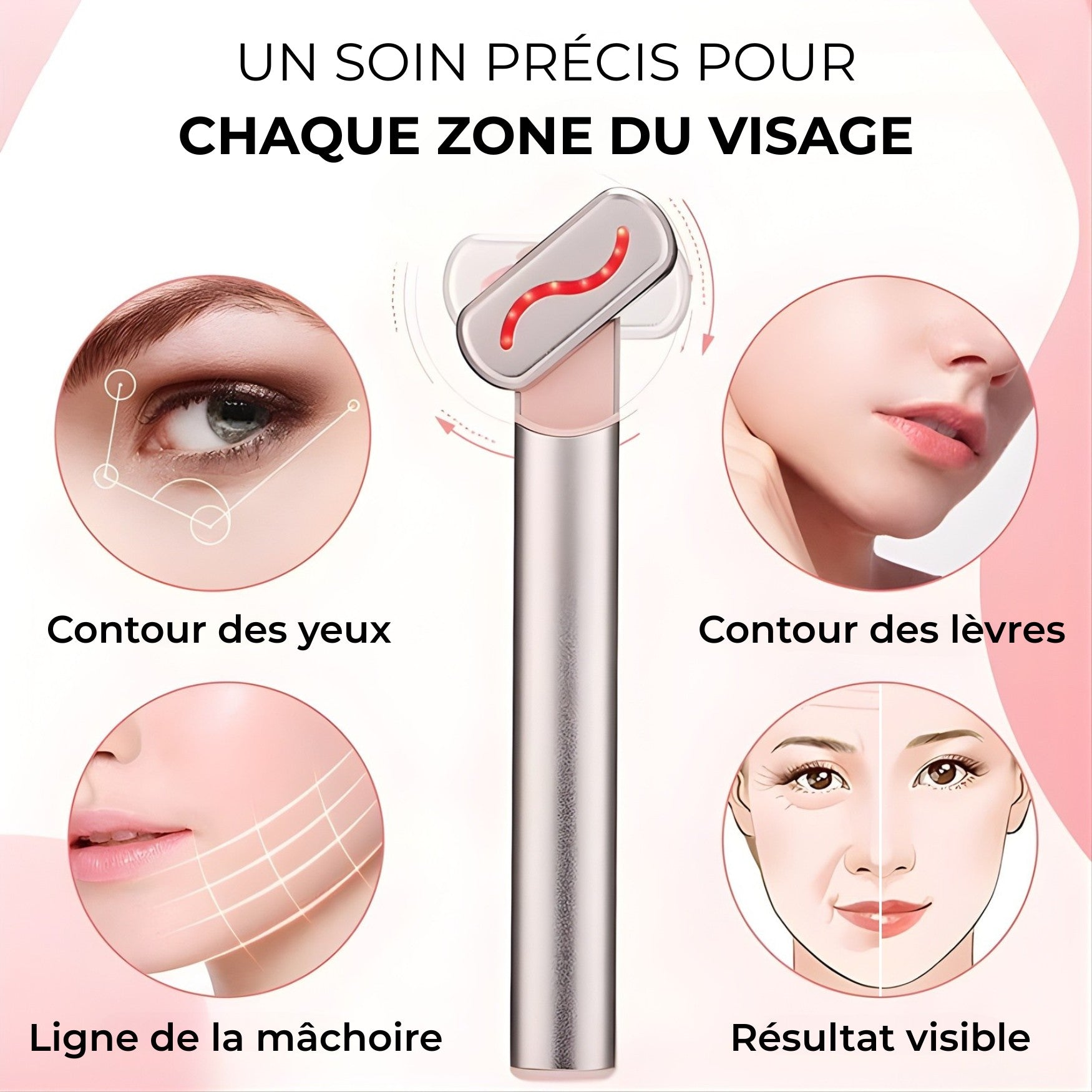 Appareil lifting visage EMS conçu pour le contour des yeux des lèvres et la ligne de la mâchoire