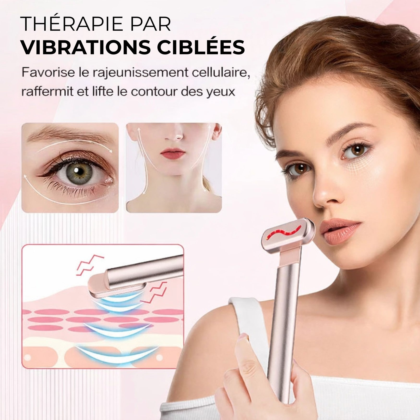 Technologie de thérapie par vibrations EMS pour stimuler la peau raffermir le visage et lisser les traits