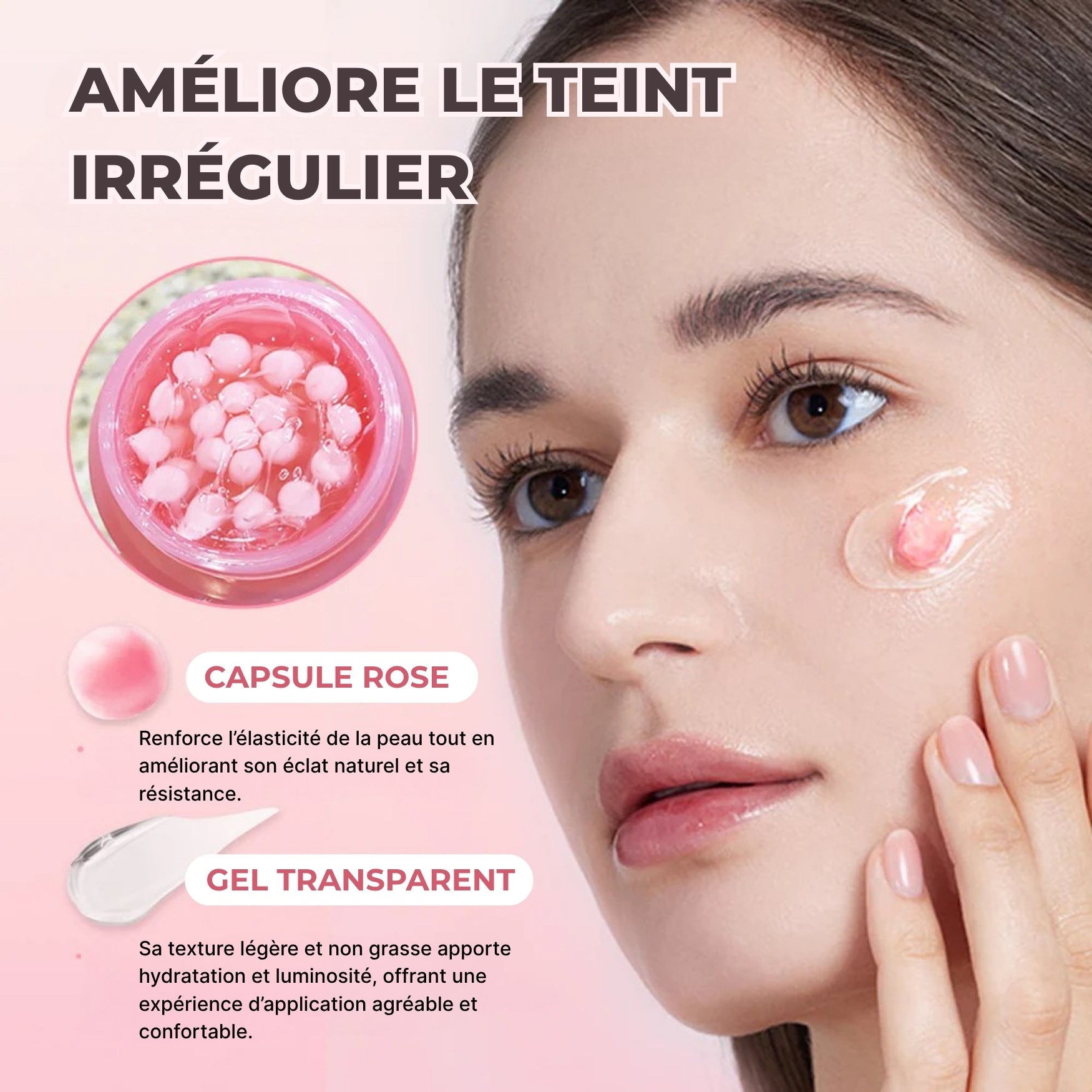 Application de la crème collagène niacinamide sur la peau pour un teint éclatant et uniforme
