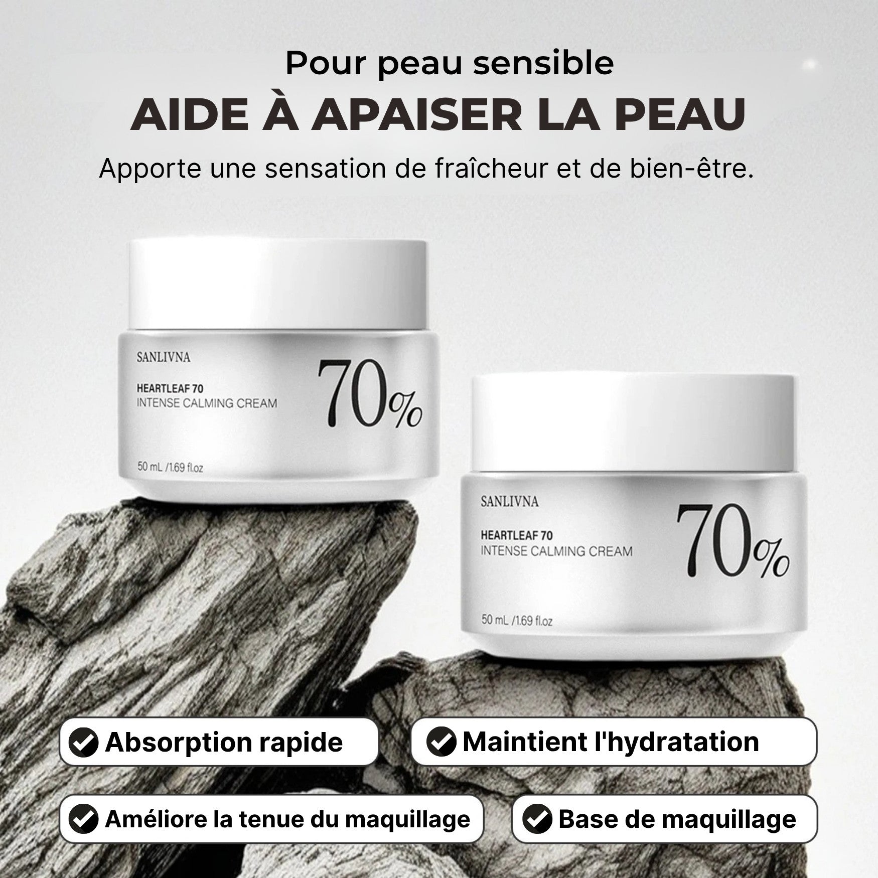 Crème Heartleaf 70 idéale pour peau sensible et déshydratée