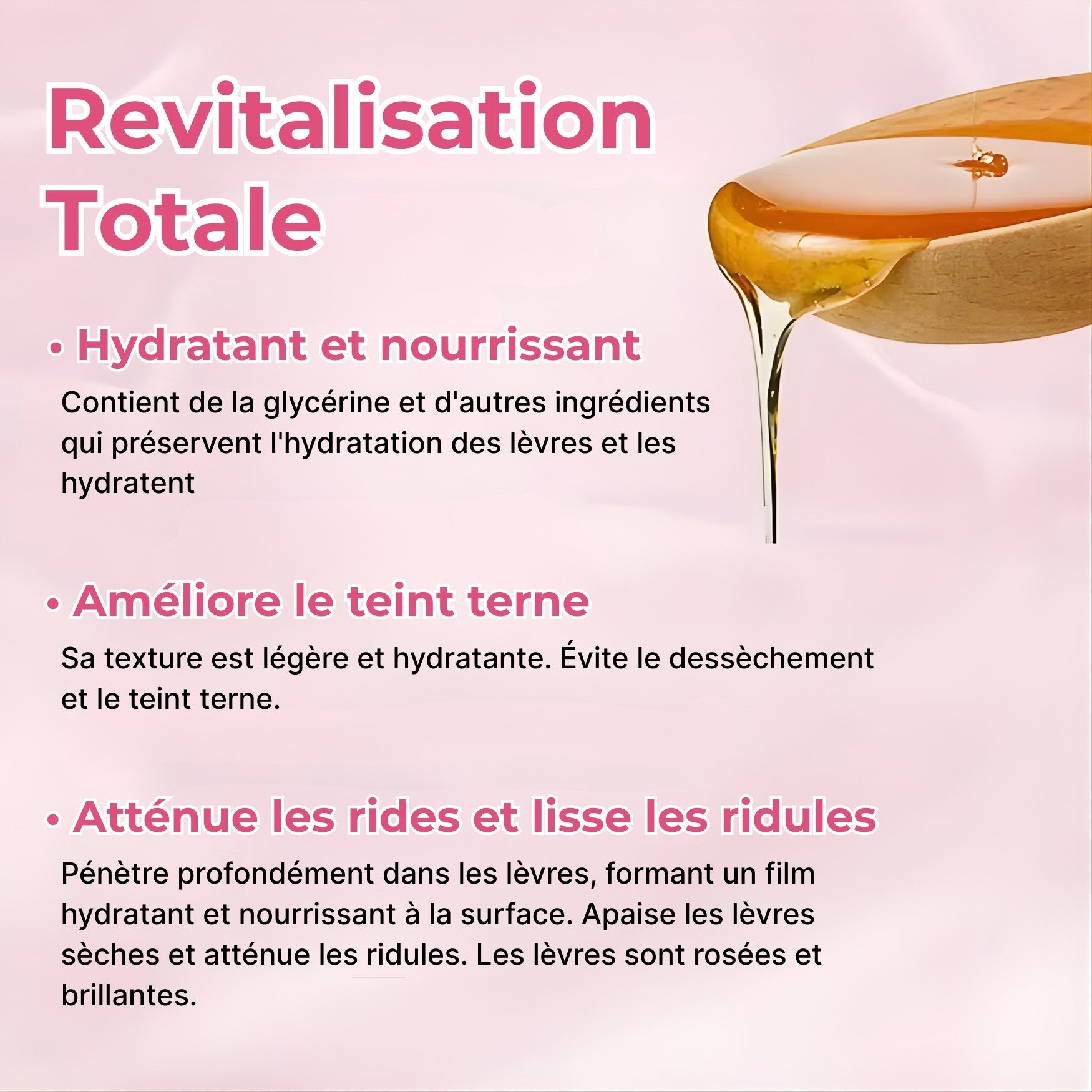Ingrédients du masque lèvres vitamine C avec extraits de fruits, hydratation et réparation intense
