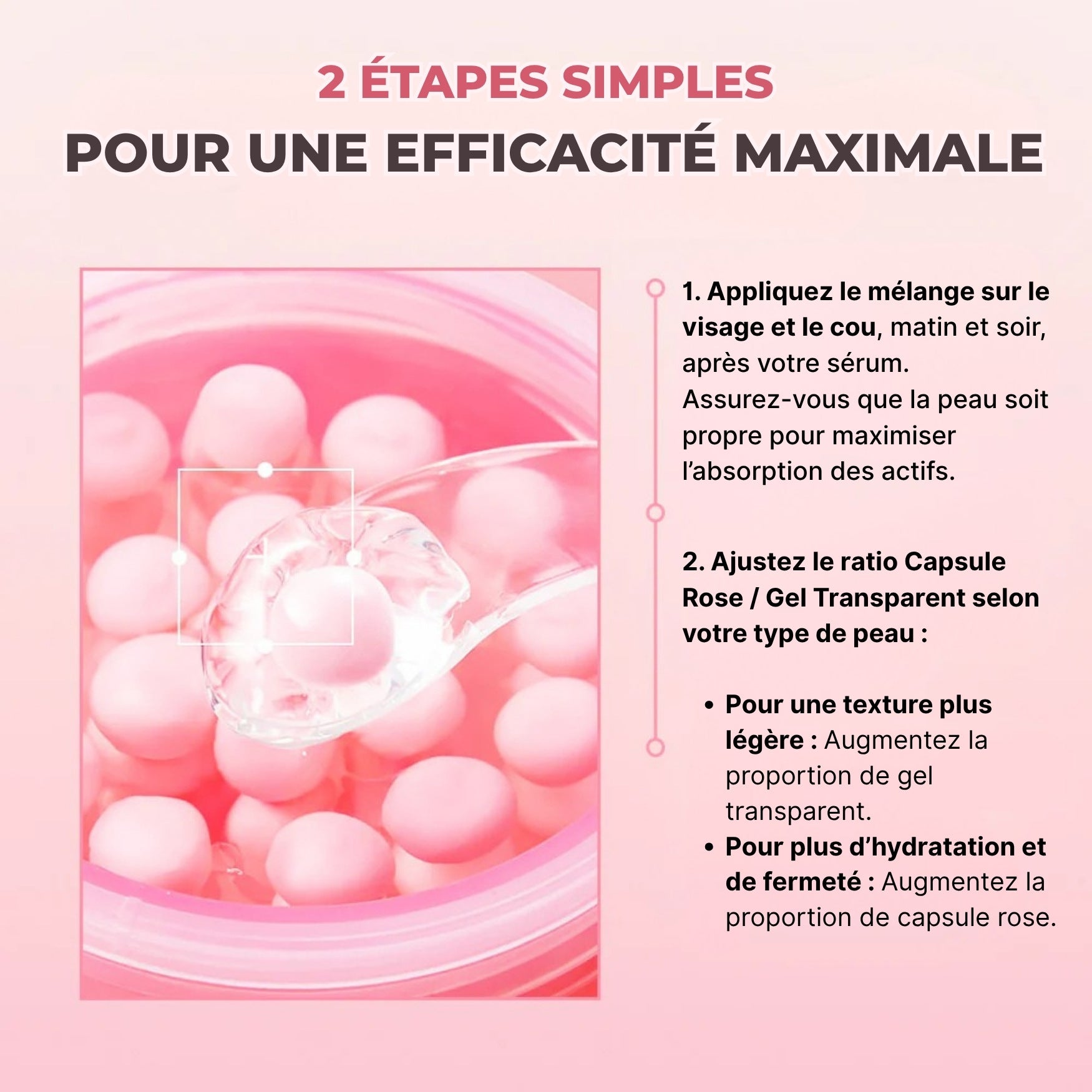 Routine en 2 étapes de la crème collagène capsule : personnalisation du mélange et application hydratante pour effet glow
