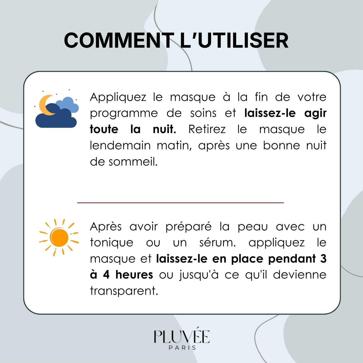 Utilisation 3 à 4 heures du masque collagène pour des résultats visibles immédiats
