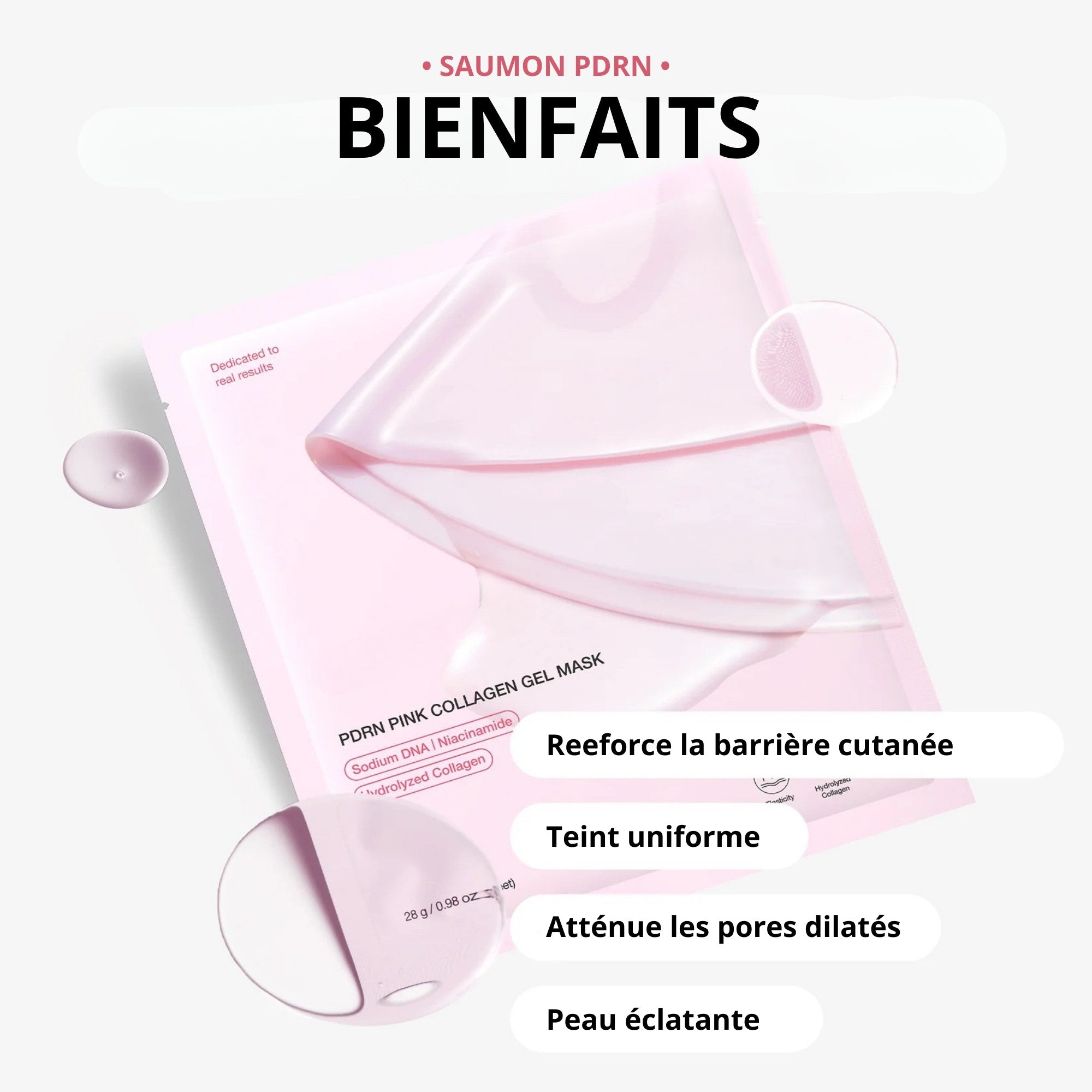 Bienfaits du masque au collagène ADN de saumon PDRN pour hydratation, éclat et peau plus ferme