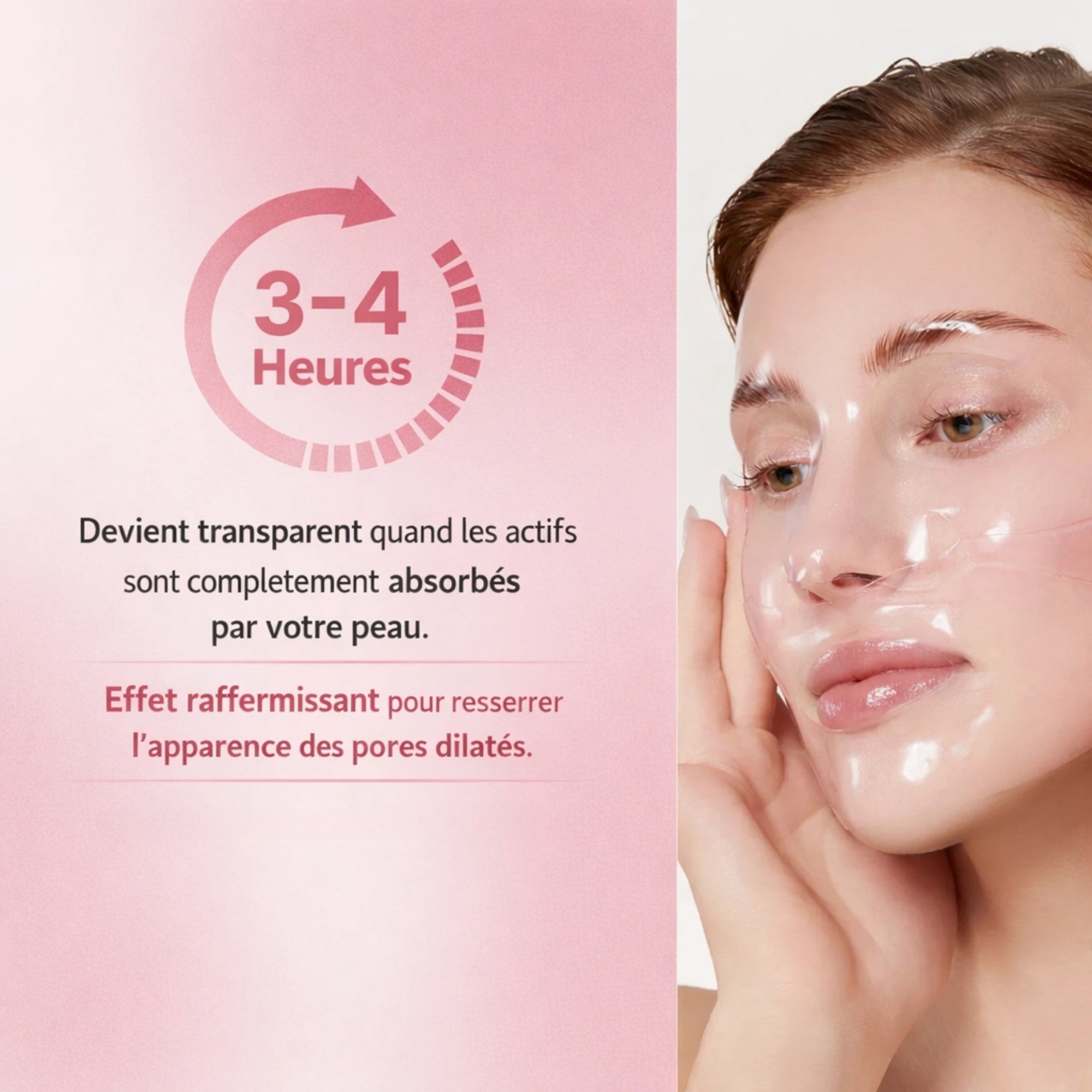 Masque collagène ADN de saumon PDRN qui devient transparent après 3 à 4 heures d’absorption