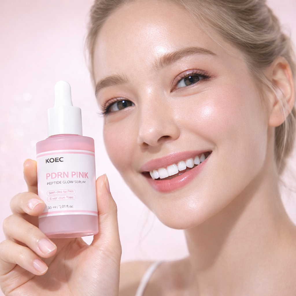 modele peau lumineuse apres utilisation du serum rose pdrn peptides
